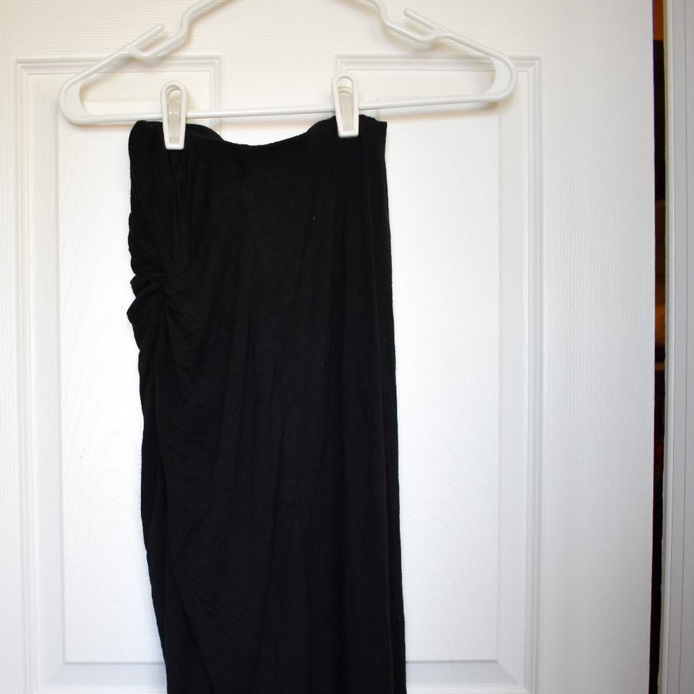 Bobeau Ruched Side Slit Black Maxi Skirt Size XS